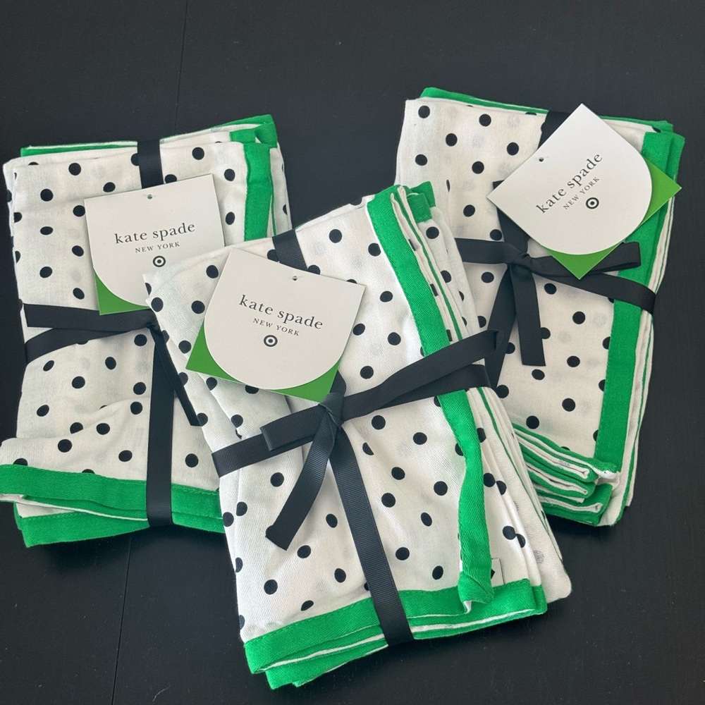 Kate Spade x Target 4ct Polka Dot Cloth Dinner Napkins, Black/Cream/Green -